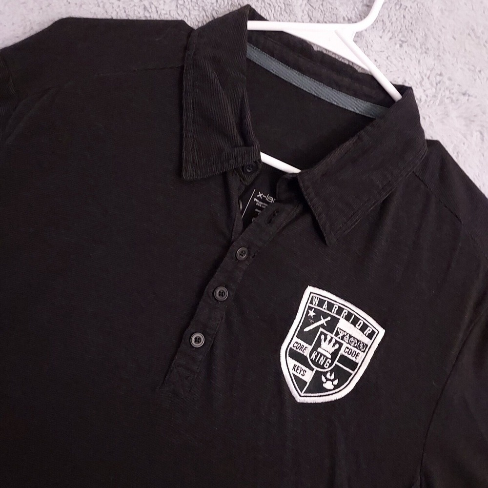 Hylete Polo Shirt Mens Extra Large Warrior King Black Stretch Bamboo Rayon Blend